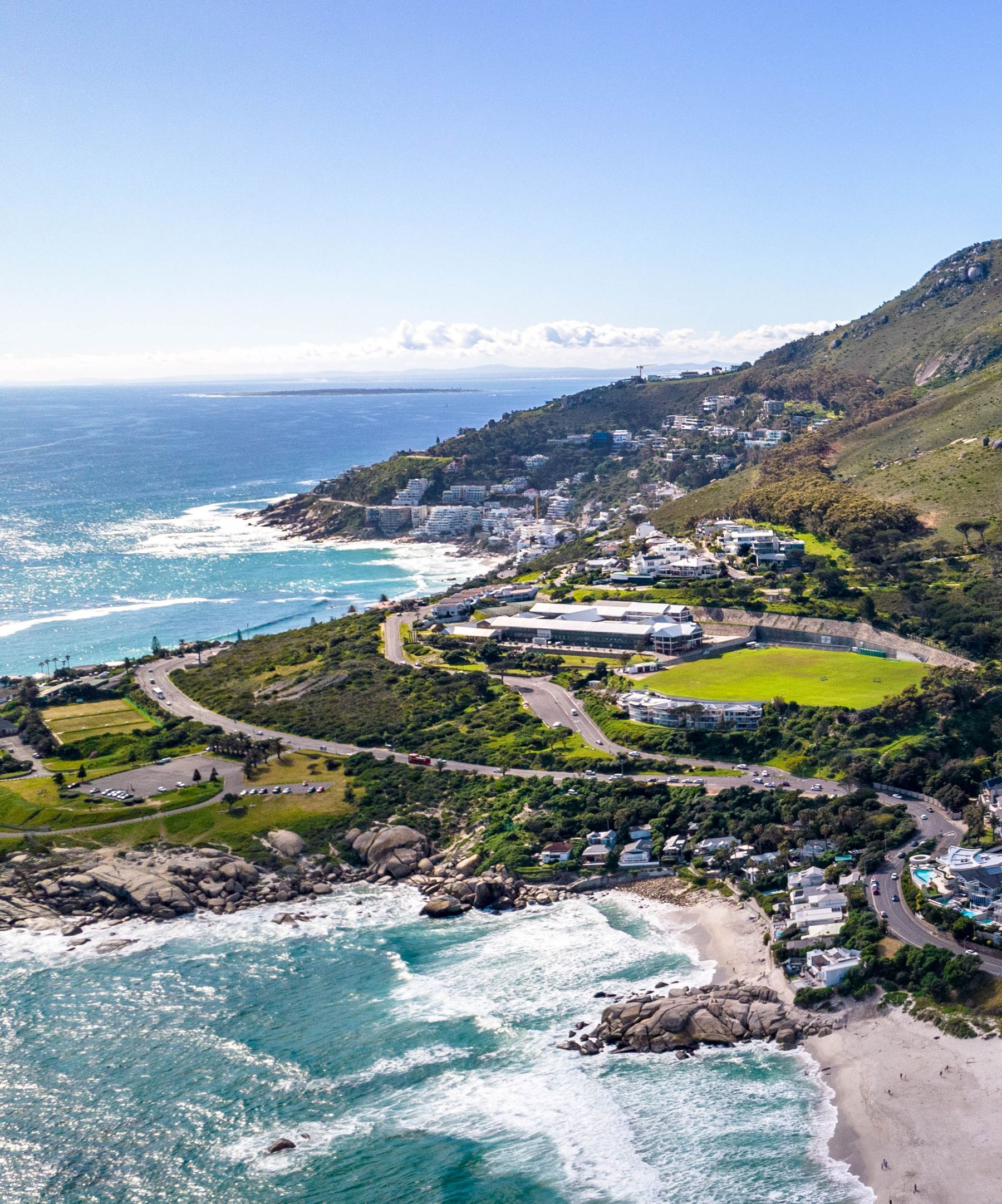 An aerial view of the Cape Town coastline